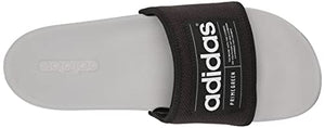 adidas unisex adult Adilette Comfort Slide Sandal, Black/White/Grey, 12 US