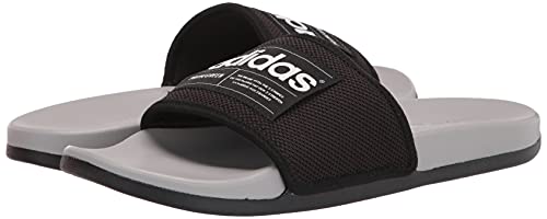 adidas unisex adult Adilette Comfort Slide Sandal, Black/White/Grey, 12 US