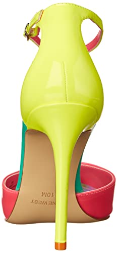 NINE WEST Women's FAIZ3 Pump, Neon Pink/Yellow, 7