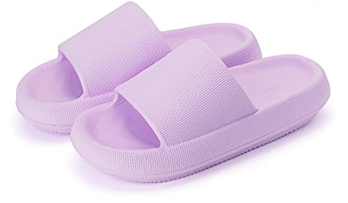 Joomra Womens Shower Slippers Slides Cloud Cushioned for Lady Quick Drying Massage Foam Female Pillow House Indoor Pool Beach Spa House Garden Sandals for Ladies Sandles Purple 40-41