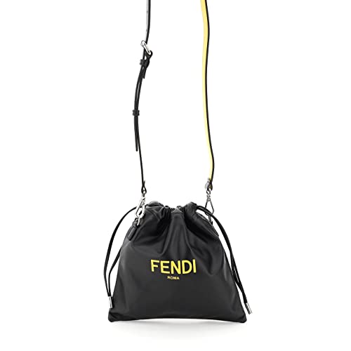 Fendi Roma Black Leather Drawstring Mini Crossbody Bag 7AV510