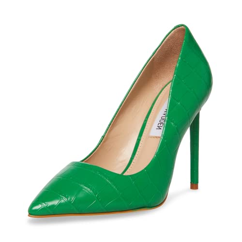 Steve Madden Vala Green Croco Fashion Magazine Pointed Toe Stiletto Dress Pumps (Green Croco, 9)
