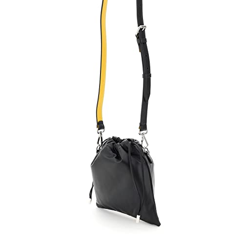 Fendi Roma Black Leather Drawstring Mini Crossbody Bag 7AV510