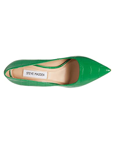 Steve Madden Vala Green Croco Fashion Magazine Pointed Toe Stiletto Dress Pumps (Green Croco, 9)