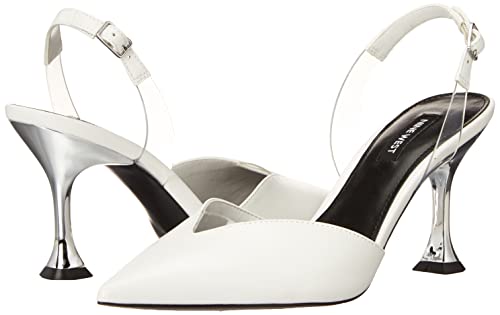 Nine West Women's HEAT3 Heeled Sandal, White, 8.5