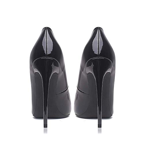 GENSHUO Women Fashion Pointed Toe High Heel Pumps Sexy Slip On Stiletto Party Shoes (All Black, Numeric_9)