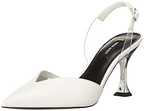 Nine West Women's HEAT3 Heeled Sandal, White, 8.5