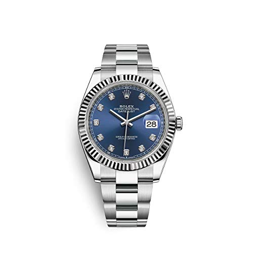 Rolex Datejust 41 Stainless Steel and White Gold/Oyster Bracelet / 126334-0015 / Blue Diamond Dial