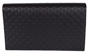 Gucci Women's Leather Micro GG Guccissima Mini Crossbody Wallet Bag Purse (Black)