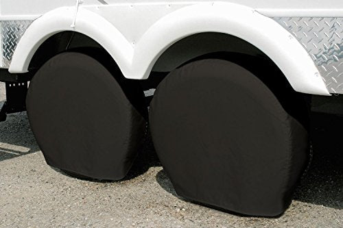 Explore Land Tire Covers 4 Pack - Tough Tire Wheel Protector for Truck, SUV, Trailer, Camper, RV - Universal Fits Tire Diameters 23-25.75 inches, Black