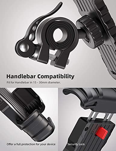 Bike Phone Holder, Motorcycle Phone Mount - Lamicall Motorcycle Handlebar Cell Phone Clamp, Scooter Phone Clip for Phone 11 / Phone 11 Pro Max, S9, S10 and More 4.7" - 6.8" Cellphone