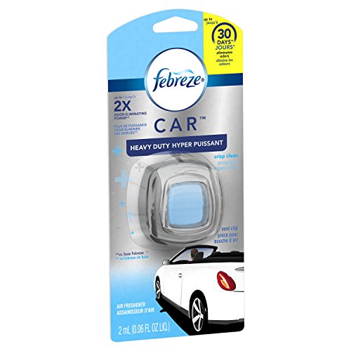 Febreze Car Air Fresheners, Heavy Duty Crisp Clean, Odor Eliminator for Strong Odors Car Vent Clips (8 Count)