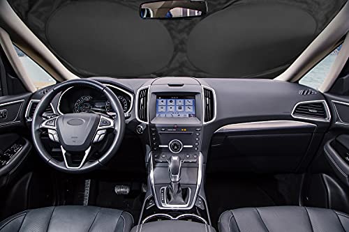 Magnelex Windshield Sunshade with Bonus Steering Wheel Sun Shade. Reflective Polyester Blocks Heat and Sun. Foldable Sun Shield Keeps Your Vehicle Cool (Medium 59 x 31 in)