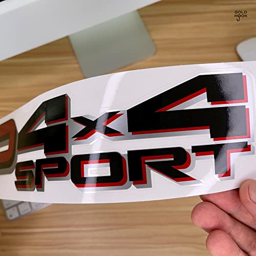 TRD 4x4 Sport Decals for Tacoma Tundra Replacement Bedside Stickers 2022 2023 (Set of 2) (Black/Red/Silver)