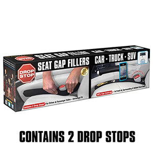 Drop Stop - The Original Patented Car Seat Gap Filler (AS SEEN ON Shark Tank) - Set of 2 and Slide Free Pad and Light