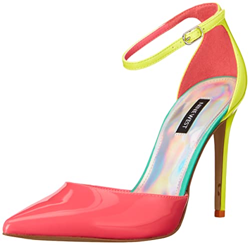 NINE WEST Women's FAIZ3 Pump, Neon Pink/Yellow, 7