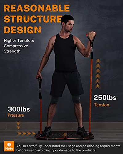 Gonex Portable Home Gym Workout Equipment with 14 Exercise Accessories Ab Roller Wheel,Elastic Resistance Bands,Push-up Stand,Post Landmine Sleeve and More for Full Body Workouts System,Orange