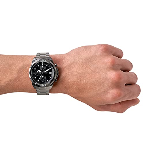 Fossil Men's Bronson Quartz Stainless Steel and Stainless Steel Chronograph Watch, Color: Smoke, Smoke (Model: FS5852)