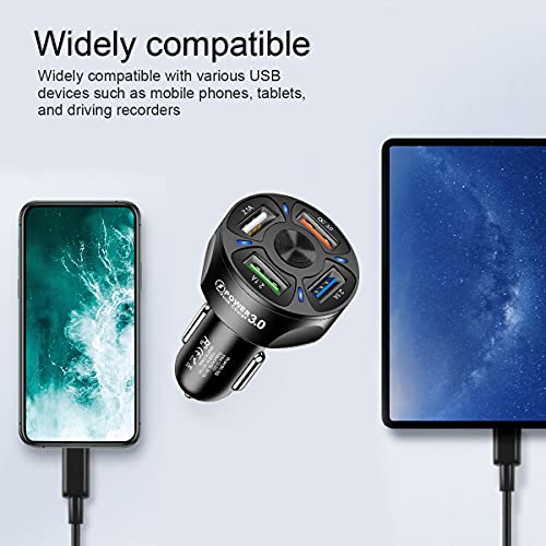 Car Charger Adapter, 4 Ports USB Fast Car Charger QC3.0, Quick Car Phone Charger with LED Light Display, Compatible with iPhone 12 Pro Max/11 Pro/XS/XR, Galaxy S20 Ultra and More (Black)