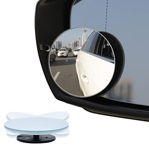 LivTee Blind Spot Mirror, 2" Round HD Glass Frameless Convex Rear View Mirrors Exterior Accessories with Wide Angle Adjustable Stick for Car SUV and Trucks, Pack of 2
