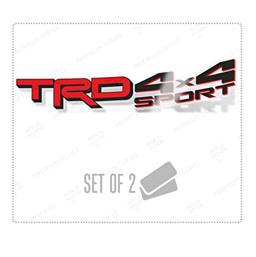TRD 4x4 Sport Decals for Tacoma Tundra Replacement Bedside Stickers 2022 2023 (Set of 2) (Black/Red/Silver)