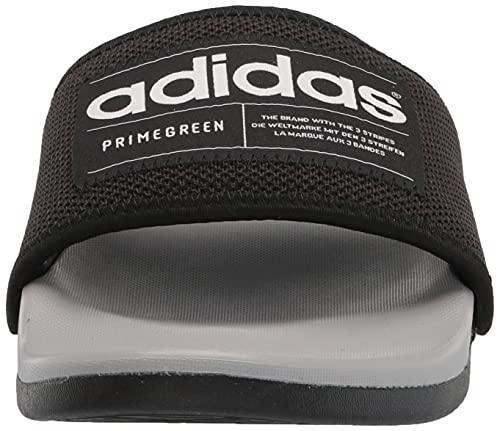 adidas unisex adult Adilette Comfort Slide Sandal, Black/White/Grey, 12 US