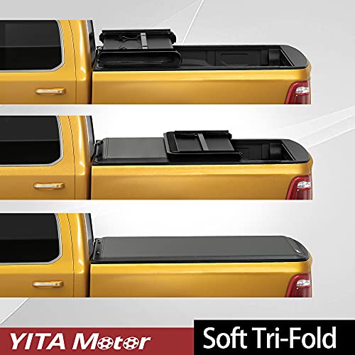 YITAMOTOR Soft Tri Fold Truck Bed Tonneau Cover Compatible with 2016-2022 Toyota Tacoma(Excl. Trail Edition, Fleetside 6 ft Bed with Deck Rail System