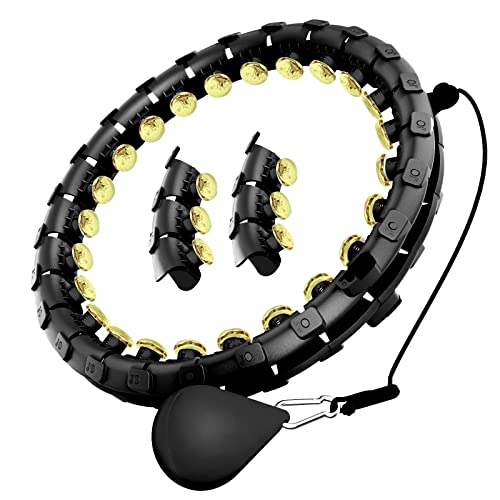 Dumoyi Smart Weighted Hula Hoop for Adults Weight Loss, 24 Detachable Knots Infinity Hoop, 2 in 1 Adomen Fitness Massage Workout Equipment, Great for Exercise and Fitness