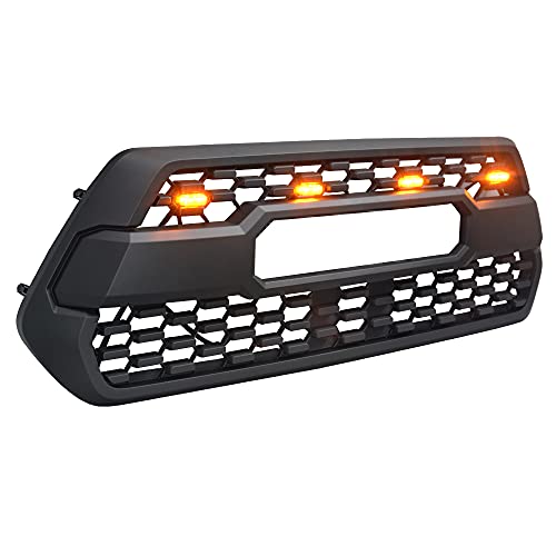 Replacement Grill for Tacoma Pro 2016-2021 Front Grill with Grey Letters Lights including Limited SR5 SR Sport Off-Road (Amber Lights)