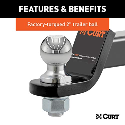 CURT 45036 Trailer Hitch Mount with 2-Inch Ball & Pin, Fits 2-in Receiver, 7,500 lbs, 2" Drop