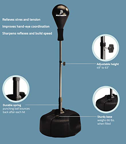 Punching Bag with Stand, for Kids & Adults, Height Adjustable - Freestanding Punching Ball Boxing Speed Bag - Great for MMA Training, Boxing Equipment, Stress Relief & Fitness (Pro)