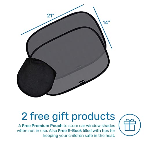 Enovoe Car Window Shade - (2 Pack) - 21"x14" Premium Cling Sunshade for Car Windows - Sun, Glare and UV Rays Protection for Your Child - Baby Side Window Car Sun Shades