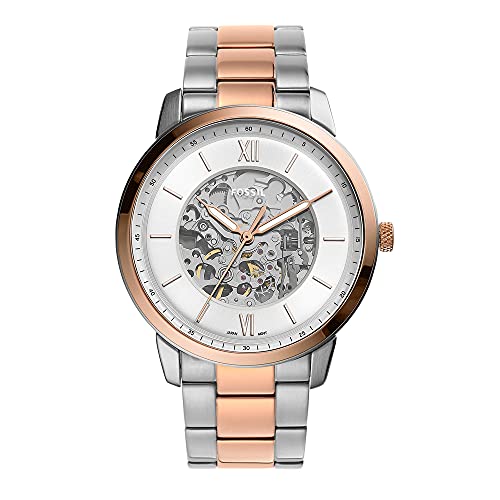 Fossil Men's Neutra Automatic Stainless Steel Three-Hand Watch, Color: Rose Gold/Silver (Model: ME3196)