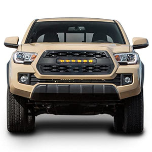 MEGAIE TRD Pro Style Grille Compatible with Tacoma 2016 2017 2018 2019 2020 2021, Matte Black Front Grill with LED Off-Road Lights