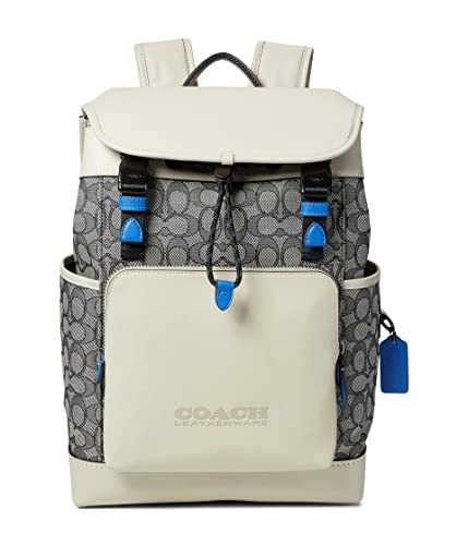COACH League Flap Backpack in Signature Jacquard Ji/Navy/Steam One Size