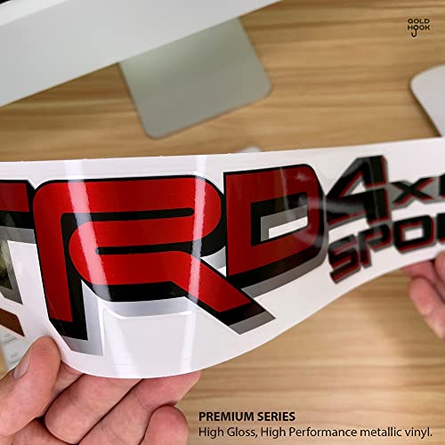 TRD 4x4 Sport Decals for Tacoma Tundra Replacement Bedside Stickers 2022 2023 (Set of 2) (Black/Red/Silver)