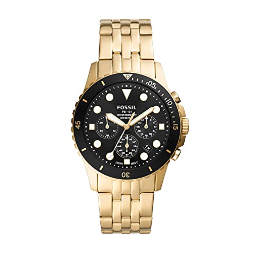 Fossil Men's FB-01 Quartz Stainless Steel Chronograph Watch, Color: Gold (Model: FS5836)