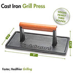 Cuisinart CGPR-221 Cast Iron Grill Press (Wood Handle), Weighs 2.8-pounds