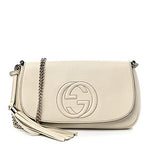 Gucci Soho Off White Leather Handbag Crossbody Clutch Ivory Italy Bag GG NEW
