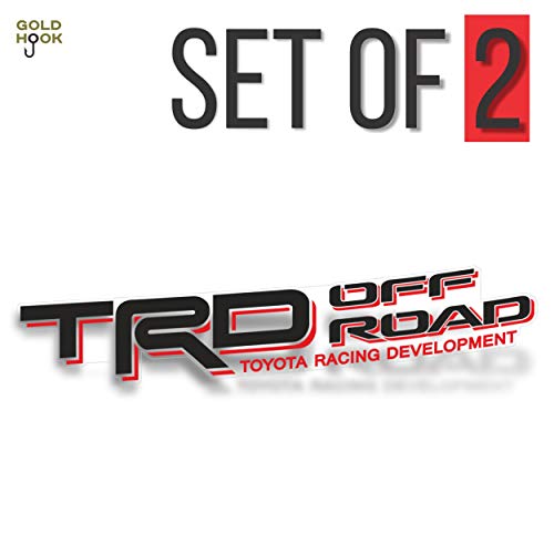 GOLD HOOK TRD Offroad Decals for Tacoma Bed, 4x4 Racing Development Sticker (Set of 2) (3" x 19.6")