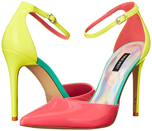 NINE WEST Women's FAIZ3 Pump, Neon Pink/Yellow, 7