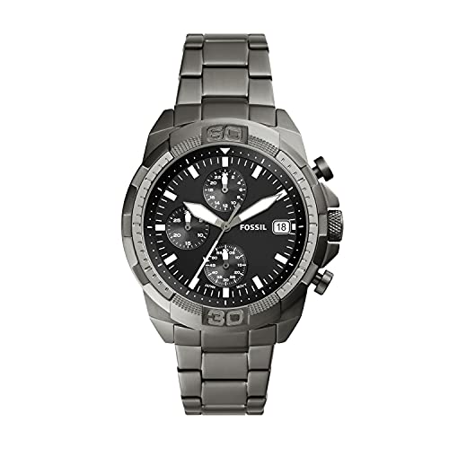 Fossil Men's Bronson Quartz Stainless Steel and Stainless Steel Chronograph Watch, Color: Smoke, Smoke (Model: FS5852)