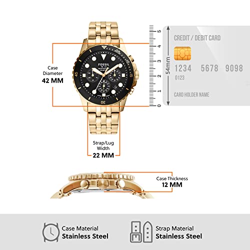 Fossil Men's FB-01 Quartz Stainless Steel Chronograph Watch, Color: Gold (Model: FS5836)