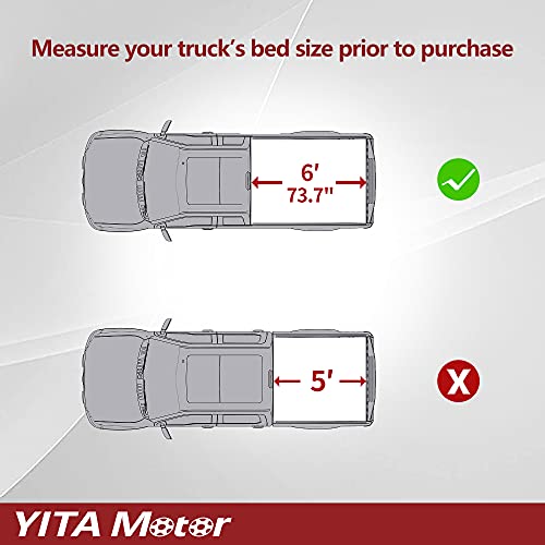 YITAMOTOR Soft Tri Fold Truck Bed Tonneau Cover Compatible with 2016-2022 Toyota Tacoma(Excl. Trail Edition, Fleetside 6 ft Bed with Deck Rail System