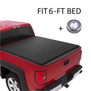 CARMOCAR Truck Covers Replacement for Toyota Tacoma for 1989-2004 | 6FT Bed | Soft Roll-Up Truck Bed Tonneau Cover | Pickup Truck Bed Cover Accessories with Led Light