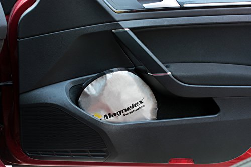 Magnelex Windshield Sunshade with Bonus Steering Wheel Sun Shade. Reflective Polyester Blocks Heat and Sun. Foldable Sun Shield Keeps Your Vehicle Cool (Medium 59 x 31 in)