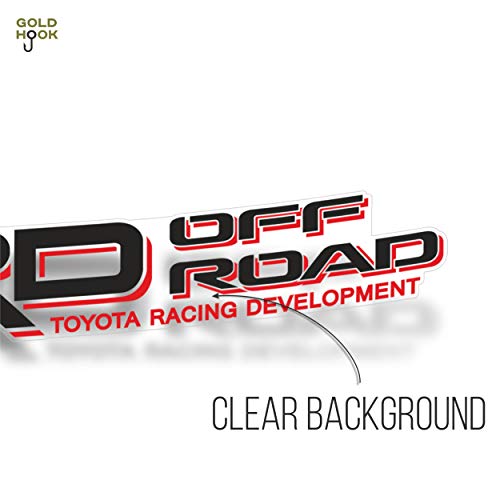 GOLD HOOK TRD Offroad Decals for Tacoma Bed, 4x4 Racing Development Sticker (Set of 2) (3" x 19.6")