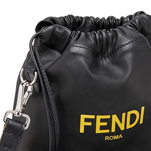 Fendi Roma Black Leather Drawstring Mini Crossbody Bag 7AV510