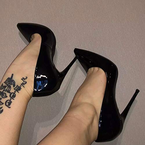 GENSHUO Women Fashion Pointed Toe High Heel Pumps Sexy Slip On Stiletto Party Shoes (All Black, Numeric_9)