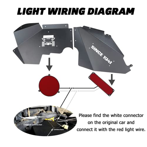 JROAD Inner Fender Front Fender Liners Compatible with Jeep Wrangler JK JKU Aluminum ,with 4 LED Lights for 2007-2018 Wrangler Accessories JK JKU Sport Sahara Rubicon 2/4 Doors